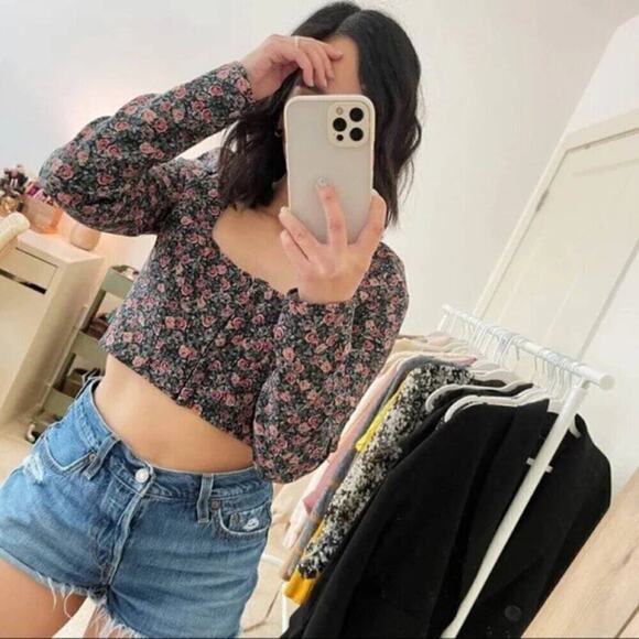 Zara Y2K Floral Square Neck Corset Crop Top M NWOT - Picture 6 of 13